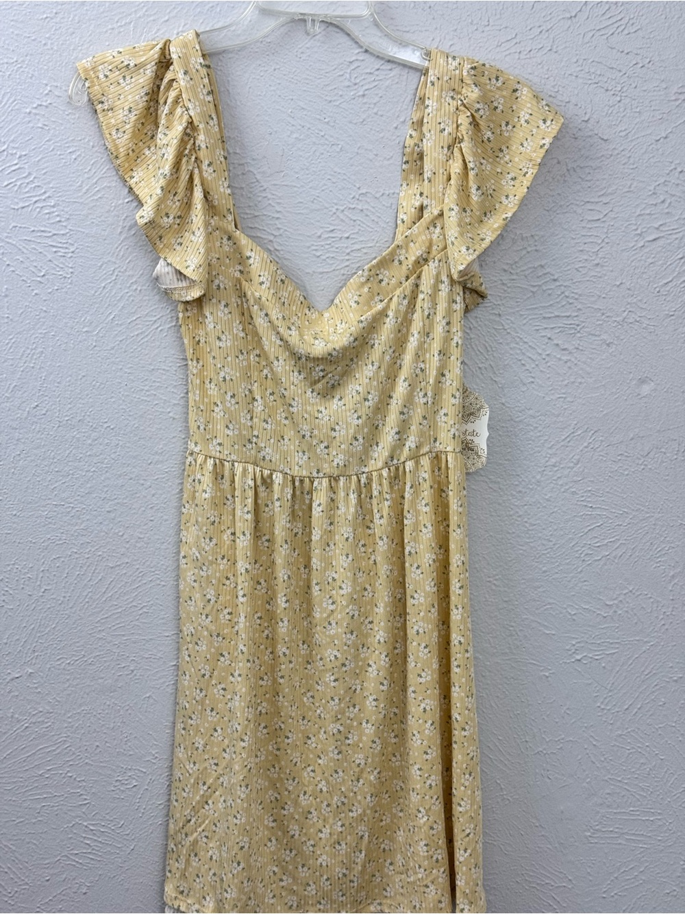 Altar'd State Yellow Floral Midi Dress with Ruffle Straps